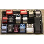 A guitar pedal board, comprising: a Boss Super Chorus CH-1, an MXR Six Band EQ, an MXR Super