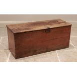 A George III painted pine blanket chest, the removable cover opening to fitted candle box, 42cm H