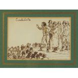English School, 18th/19th century, Political caricature titled ?candidate?, Pen and ink on paper,