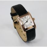 A Ladies Frederique Constant Classics Carree Quartz wristwatch, the rectangular dial with Roman