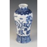 A English earthenware blue and white vase, in the 18th century Chinese manner, four character mark