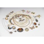 A selection of vintage costume jewellery, to include a silver bangle by H Samuel Ltd, Birmingham