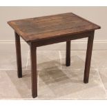 A 19th century rustic oak side table, the cleated four plank top, raised upon legs of chamfered