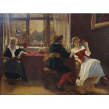 English school (19th century), A chaperone accompanying a courting Cavalier, Oil on panel, Unsigned,