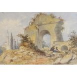 William Page (British, 1794-1872), An architectural capriccio with figures, Watercolour on paper,