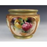 A Royal Worcester blush ivory jardiniere of small proportions, early 20th century, the body hand