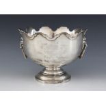 A George V silver rose bowl, Walker & Hall, Sheffield 1914, of circular form with shaped flared