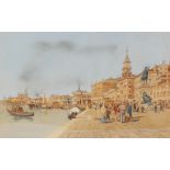 Carlo Menegazzi (1856-1920), A Venetian scene, Watercolour on paper, Signed lower right, 28.5cm x