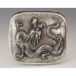 A Chinese silver cigarette case, Wang Hing, early 20th century, of rounded rectangular form, the