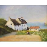 British school (contemporary), Church Cove Cottages on the Lizard Peninsular, Cornwall, Oil on