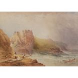 E.W. Cooke (British, 1811-1880), Cornish shipwreck scene, Watercolour on paper, Monogrammed and