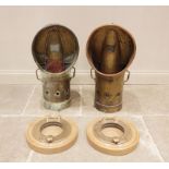 Two early 20th century brass ships cowl vents, of typical arched form applied with side handles