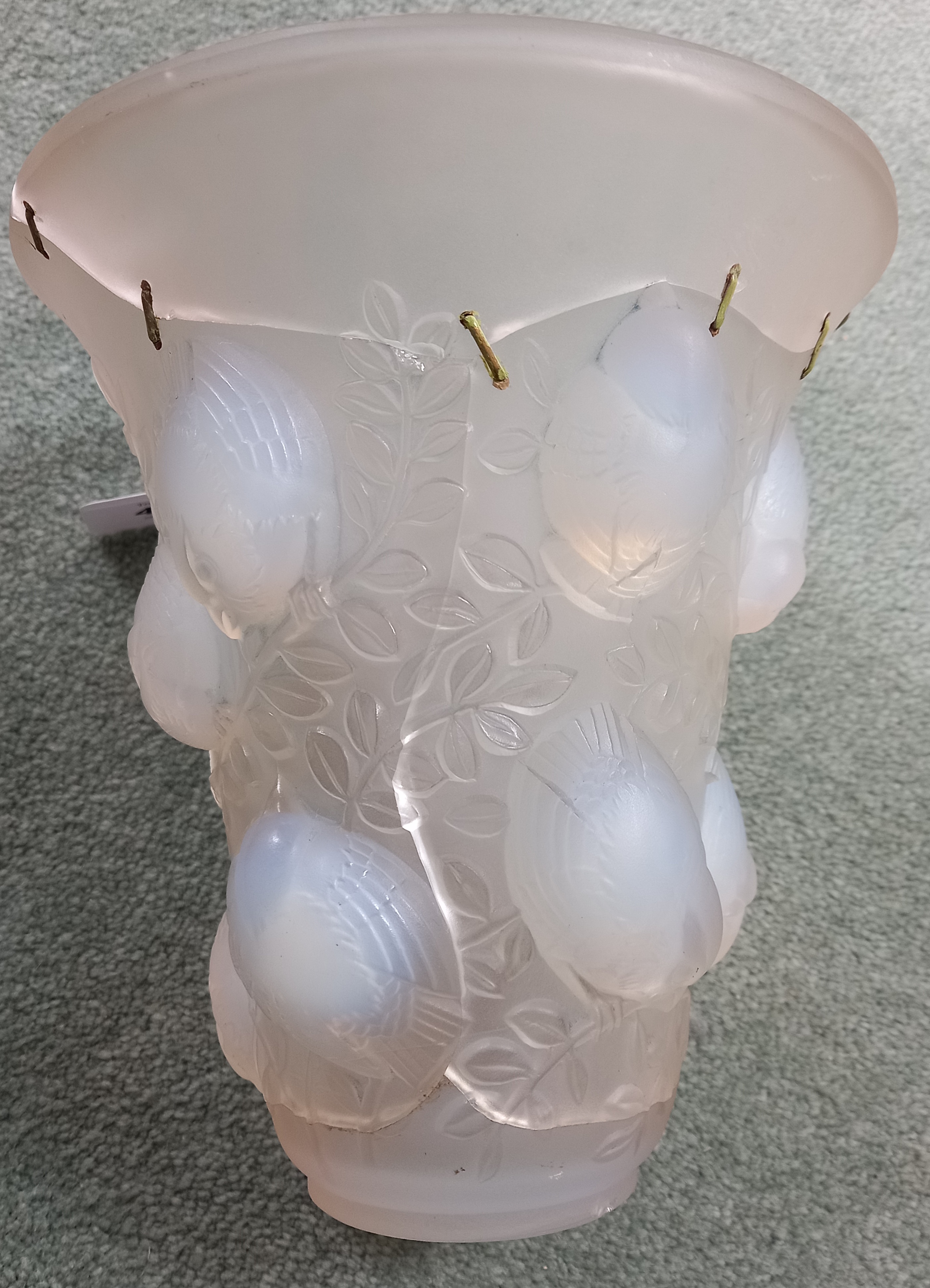 A Rene Lalique (French, 1860-1945) "Saint Francois" opalescent glass vase, the body relief moulded - Image 5 of 6