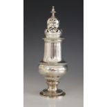 A Victorian silver sugar caster, Charles Stuart Harris, London 1894, of baluster form on circular