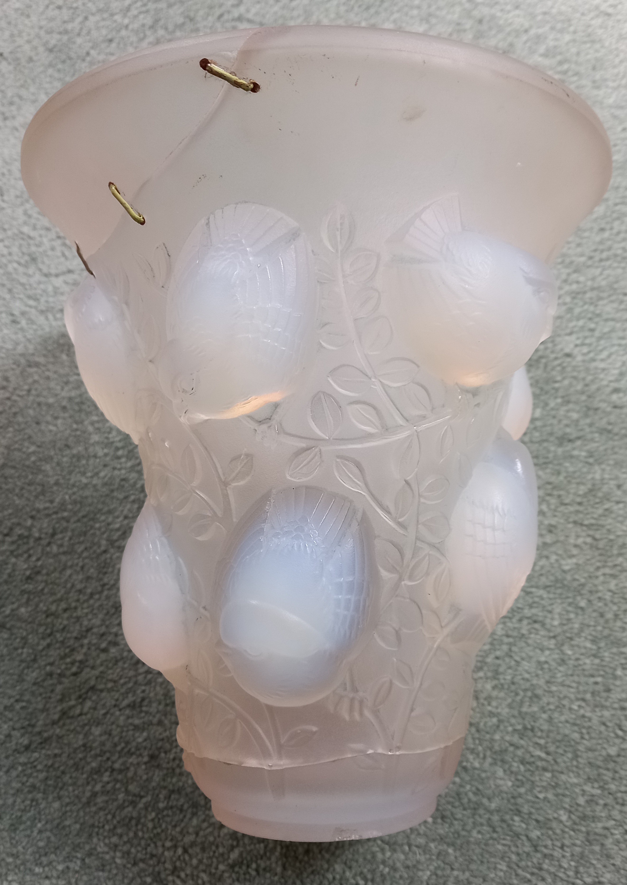 A Rene Lalique (French, 1860-1945) "Saint Francois" opalescent glass vase, the body relief moulded - Image 6 of 6