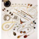 A large selection of silver, silver coloured and gold plated vintage jewellery, to include a