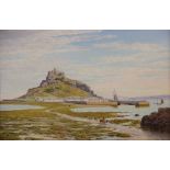 John Mulcaster Carrick (British, 1833-1896), "St. Michael's Mount", Oil on board, Signed and