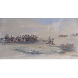Orlando Norrie (Belgian, 1832-1901), "The Royal Horse Artillery, Moving The Guns", Watercolour on