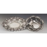 A George V silver bon-bon dish, George Nathan & Ridley Hayes, Birmingham 1914, of lobed oval form