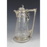 A Victorian silver mounted glass decanter, Gough & Silvester, Birmingham 1865, tapering body