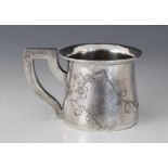 A Chinese silver mug, early 20th century, the diminutive mug decorated with flowering prunus
