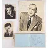 Autograph book containing autographs by Sean Connery, Roger Moore (with Saint sketch), Michael
