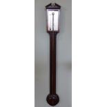 A George III style mahogany stick barometer signed Comitti and Son, London, late 20th century, the