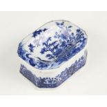 A Chinese export porcelain blue and white salt cellar, Qianlong (1736-1795), of canted rectangular
