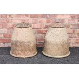 A pair of stoneware rhubarb forcers, of typical bell form with removable covers, 51cm high