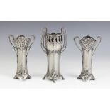 A pair of WMF Art Nouveau or Jugendstil pewter posy vase sleeves, late 19th or early 20th century,