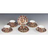 A selection of Royal Crown Derby 1128 pattern tea wares, comprising: four teacups (dated 1989, 1991,
