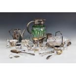 A selection of silver plated tableware and accessories, to include; an Art Deco lemonade decanter,