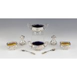 A pair of late Victorian silver salts, Marples & Co, London 1899, each of oval form with canted