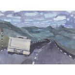 Alan Chapman (Contemporary British), A lorry descending a country hill road, Watercolour on paper,