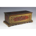 A Boulle work fall front casket, 19th century, of rectangular form with hinged cover, the rosewood