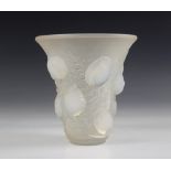 A Rene Lalique (French, 1860-1945) "Saint Francois" opalescent glass vase, the body relief moulded