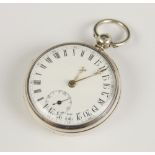 An unusual Victorian silver open face pocket watch, the white enamel dial with Roman and Arabic
