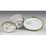 A Dresden porcelain florally encrusted box and cover, of circular form with removable cover, the
