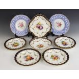 Six Royal Worcester cabinet plates, early 20th century, each piece decorated by E. Phillips with