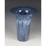 An Anthony Stern (contemporary British) studio glass vase, of trumpet form, the pale blue body