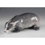 A Royal Copenhagen model of a badger, model number '1209', 20cm long