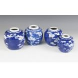 Four assorted Chinese porcelain blue and white ginger jars, predominantly 19th century, each