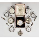A selection of Victorian and later pocket watches, to include; a gold plated full hunter pocket