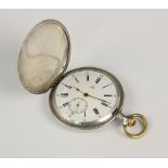 An Omega full hunter pocket watch, the round white dial with Roman numerals and subsidiary seconds
