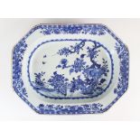 A Chinese blue and white porcelain meat plate/serving dish, Qianlong (1736-1795), of canted