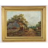 J Jones (British school, 20th century), Cottage on a country road, Oil on board, Signed and dated "