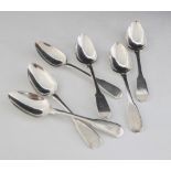 A set of six George III silver fiddle pattern spoons, Sarah & John William Blake, London 1815,