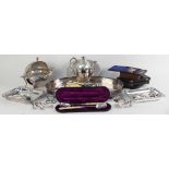 A selection of silver plated and silver coloured tableware, to include a Victorian silver plated