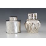 A Victorian silver tea caddy, Josiah Williams & Co, London 1892, of compressed form with fluted
