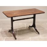 A George IV mahogany side table, the rectangular cross banded top with rounded corners raised upon a